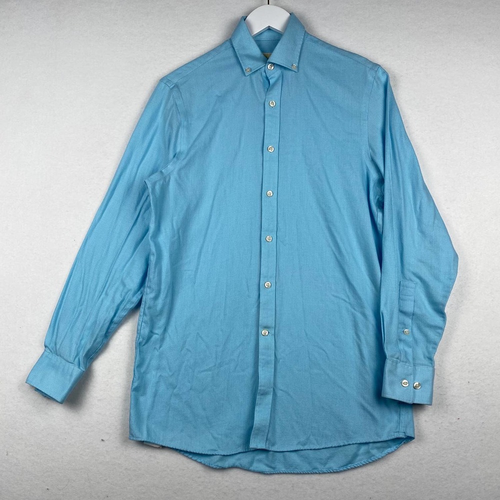 Michael Kors Men's Size 14.5 Blue Non Iron Long Sleeve Button Down‎ Dress Shirt